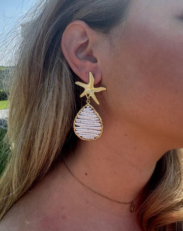 Earring white starfish