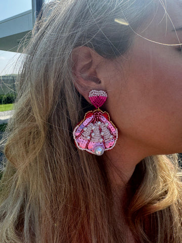 Earring pink shell